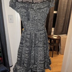 Dracula Clothing Black and White Puff Sleeve Peasant Dress